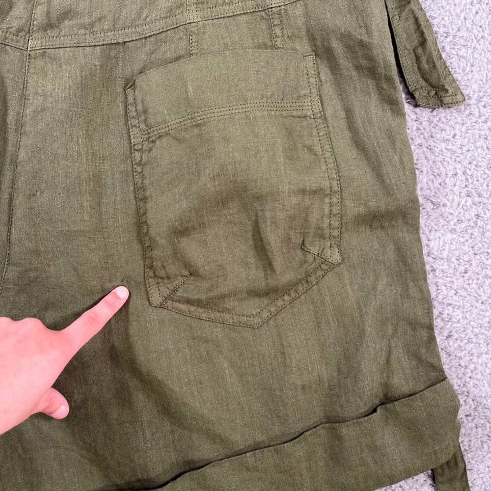 Wrap London Forest Green 100% Linen Belted Shorts Size US 16 NWT - Picture 15 of 16